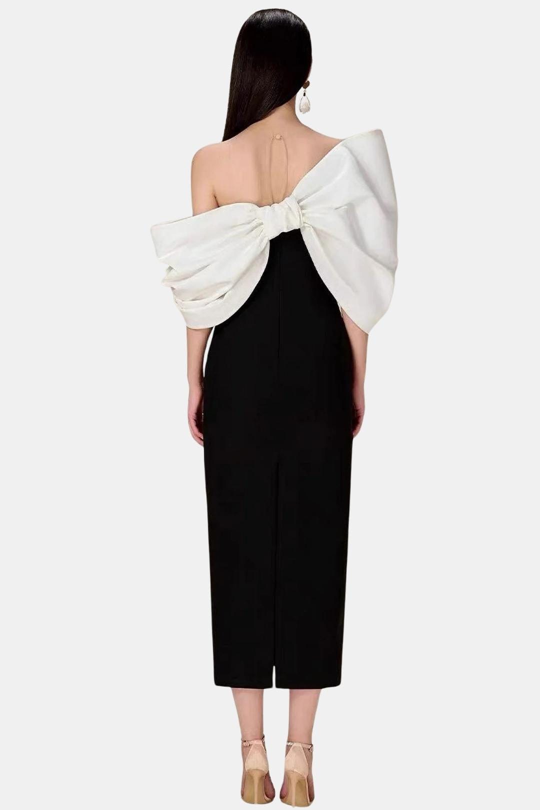 Elaria | Bowknot Contrast Midi Dress