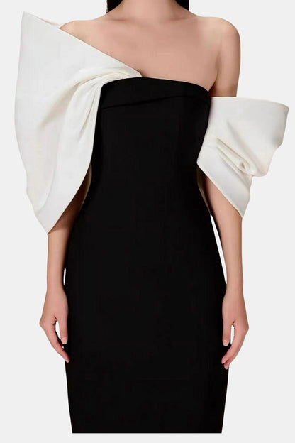 Elaria | Bowknot Contrast Midi Dress