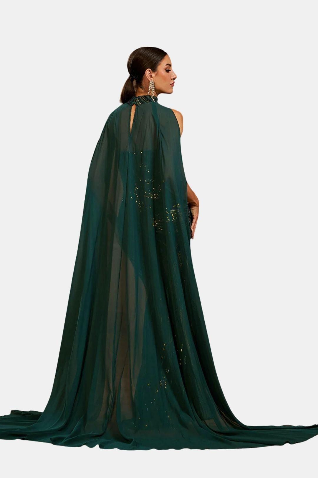 Lumiera | Sequin Cape Mermaid Evening Dress