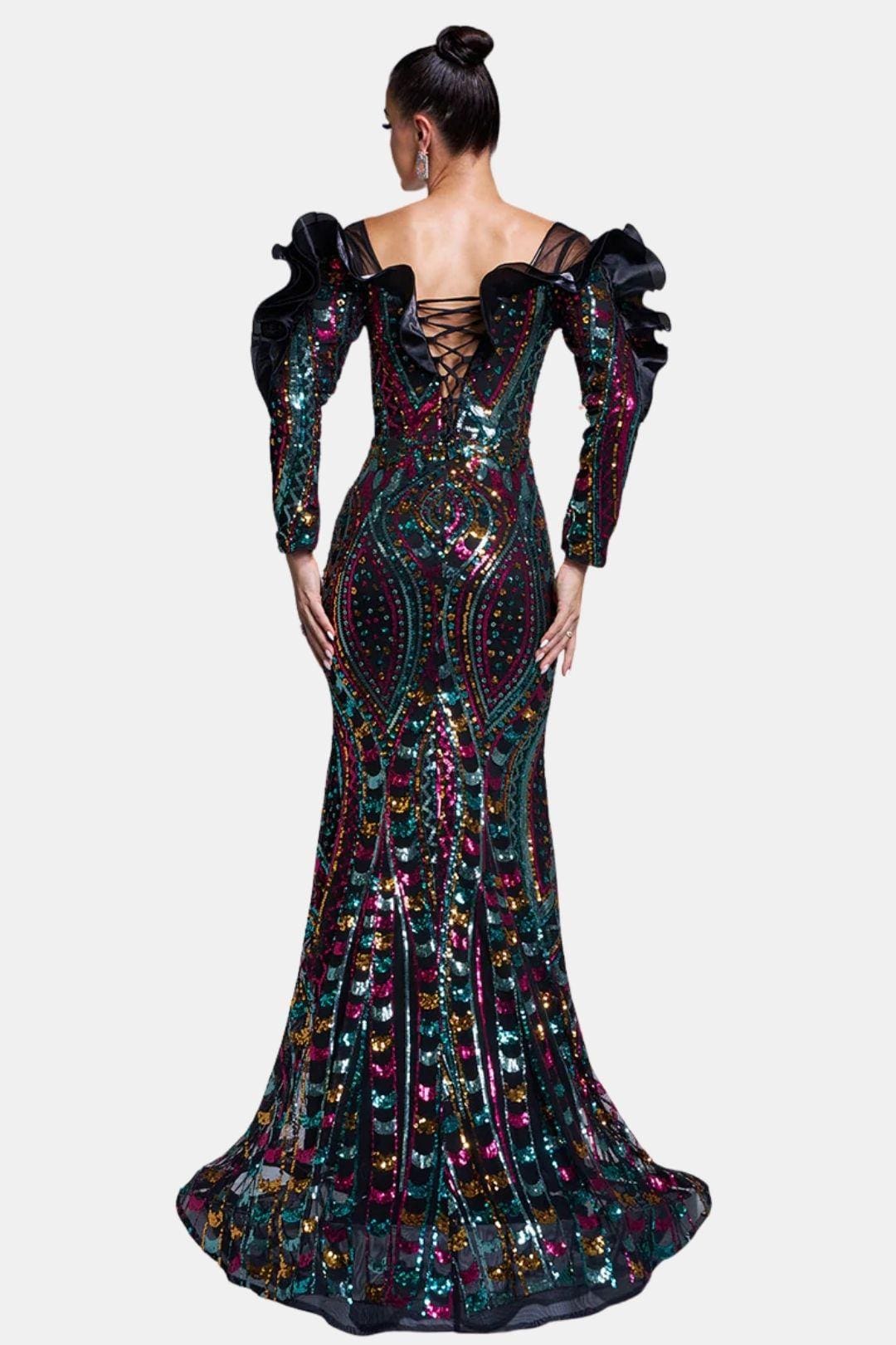 Arvenna | Ruffled Off-Shoulder Sequin Mermaid Evening Dress